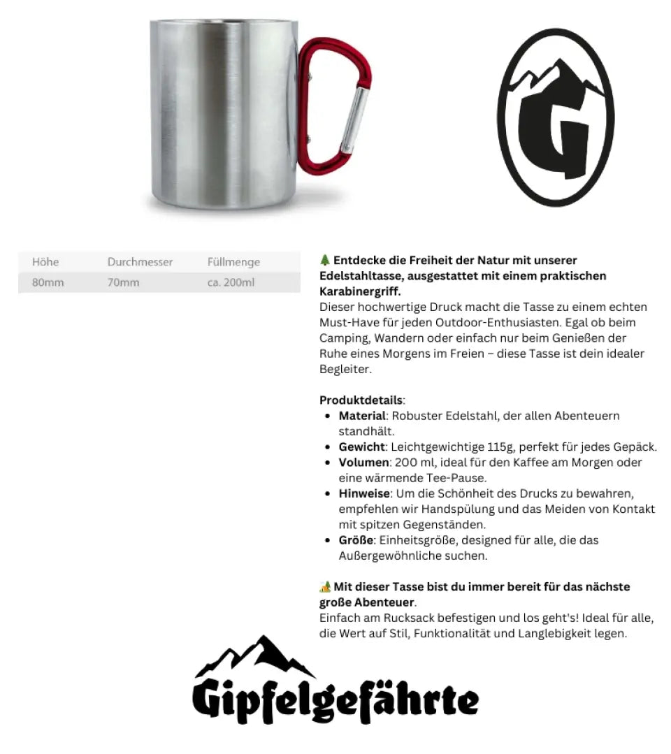 Edelstahl-Tasse Gipfelstürmer