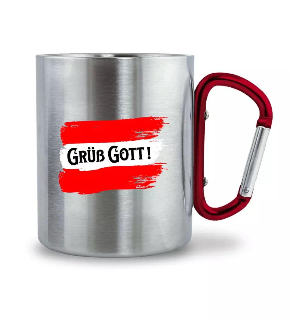 Edelstahl-Tasse Grüß Gott !